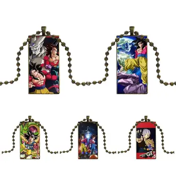 

Glass Pendant Necklace Handmade Half Pendant Rectangle Necklace For Unisex Party Gift Cartoon Anime Dragon Ball Z Super Gt