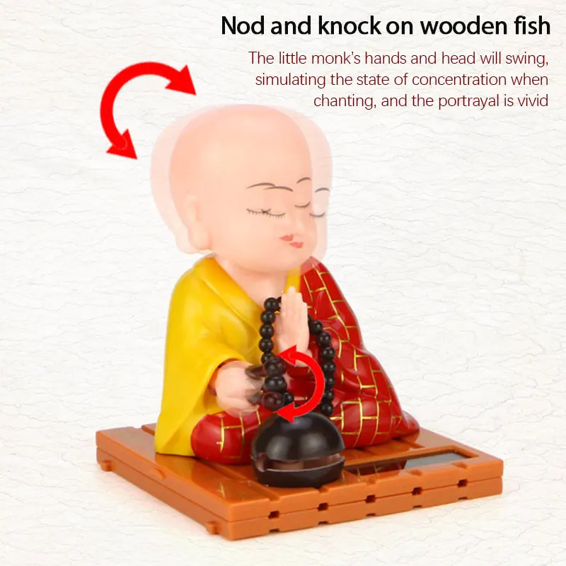 Home Decoration Ornaments Goods Gift Litte Monk With Solar Power For Car Home Ornaments Decoration With Solar Shaking Head Toy