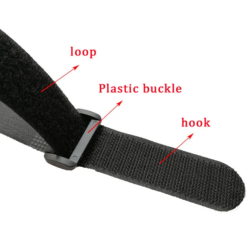 10PCS 15-60cm Nylon Reverse Buckle Hook Loop Fastener Tape  Multipurpose Quality Cable Ties Strap 2/2.5cm Wide Black