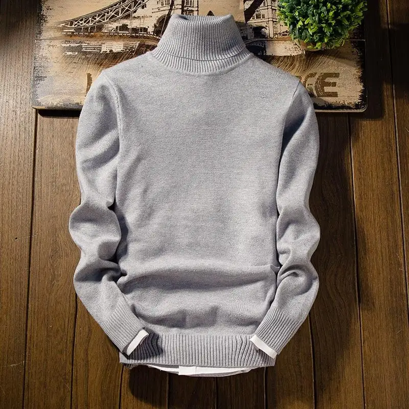 Кашемировый мужской свитер, Новое поступление, мужской Рождественский свитер с длинным рукавом, облегающий пуловер с высоким воротом, G01