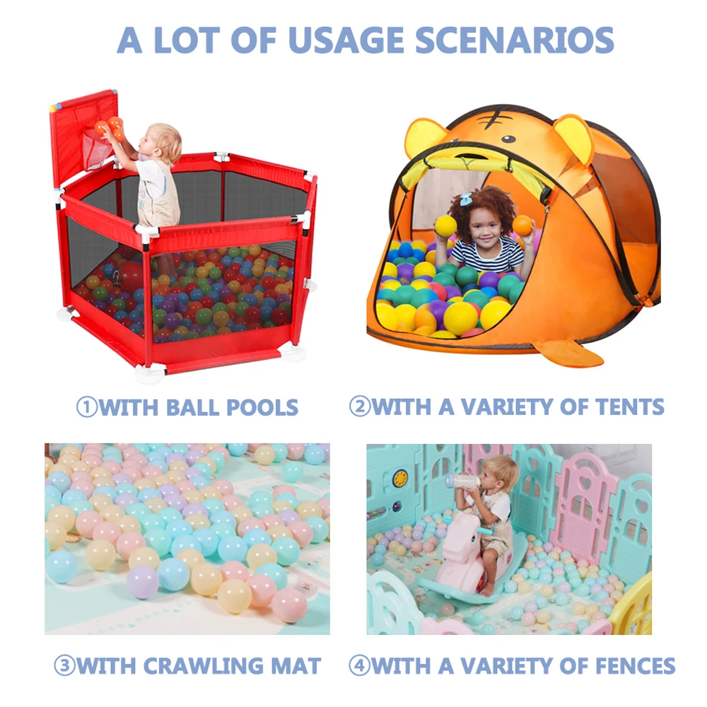 100 шт экологически чистые шарики, красочные мячи, мягкие пластиковые шарики для океана, забавные игрушки для купания для маленьких детей, водный бассейн, океанские волнистые шарики диаметром 7 см
