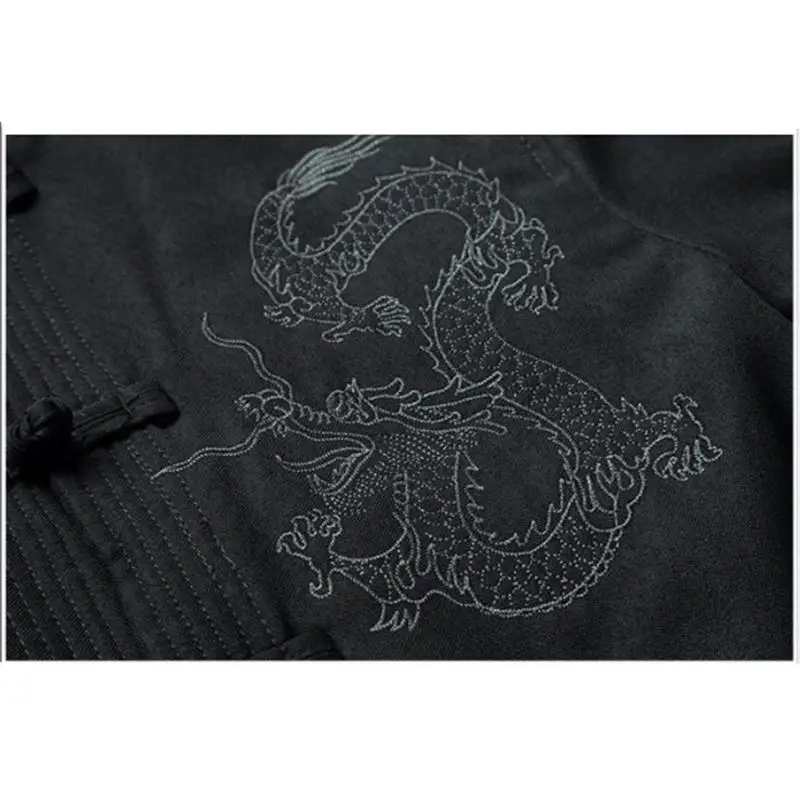 Dragon Jacket Men Chinese Dragon Shirt Mens Chinese Jackets Wing Chun Clothing Mandarin Collar Suit Man Coat Thick Winter