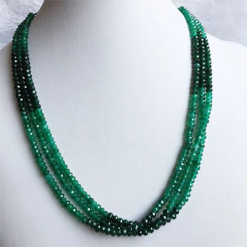 Emerald Jade Beaded Choker Necklace with Sapphire Accents