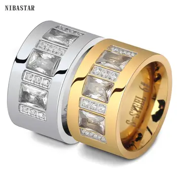 

New Luxury High Quality Stainless Steel Women's Finger Ring Polished Wedding Zircon Ring for Party