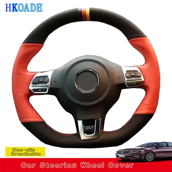 

DIY Black Suede Car Accessories Steering Wheel Cover For VW Polo GTI Scirocco R Passat CC R-Line 2010 Volkswagen Golf 6 GTI MK6