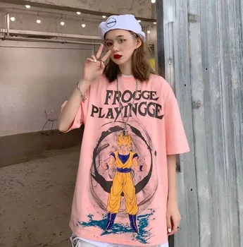 

NiceMix Women Pink T-Shirt Cute Cartoon Anime Print T-Shirt Summer Short Sleeve Soft O-Neck T-Shirt Casual Japanese Tops Tee