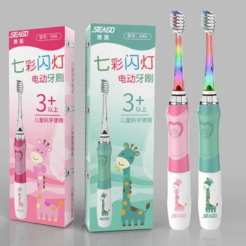 

Electric Toothbrush For Children Colorful Led Flashlight 16000 Strokes Frequency With 2 Heads Sonic Vibration Mouth Cleaning