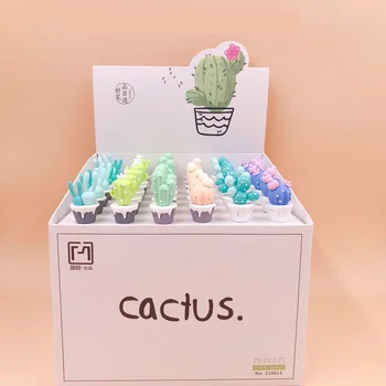 

36pcs/pack 0.5mm creative lovely cute cartoon plant cactus silicone black ink gel pen office promotion gift water pen sign pen