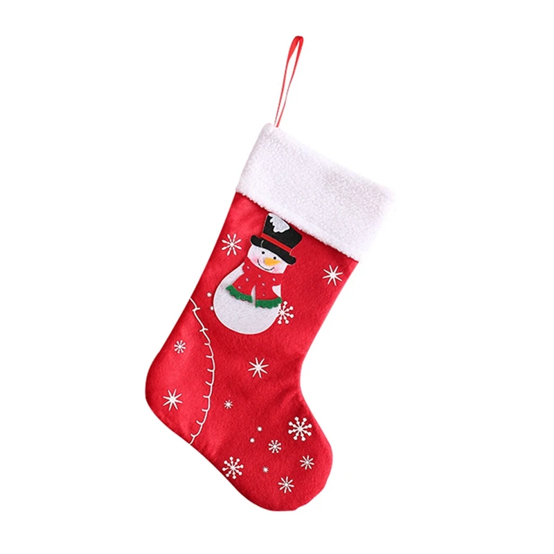 Рождественские чулки, Рождественский милый мешок для подарков, носки с изображением Санта-лося, Рождественская сумка с изображением яблока, каминная елка, рождественские украшения - Цвет: C