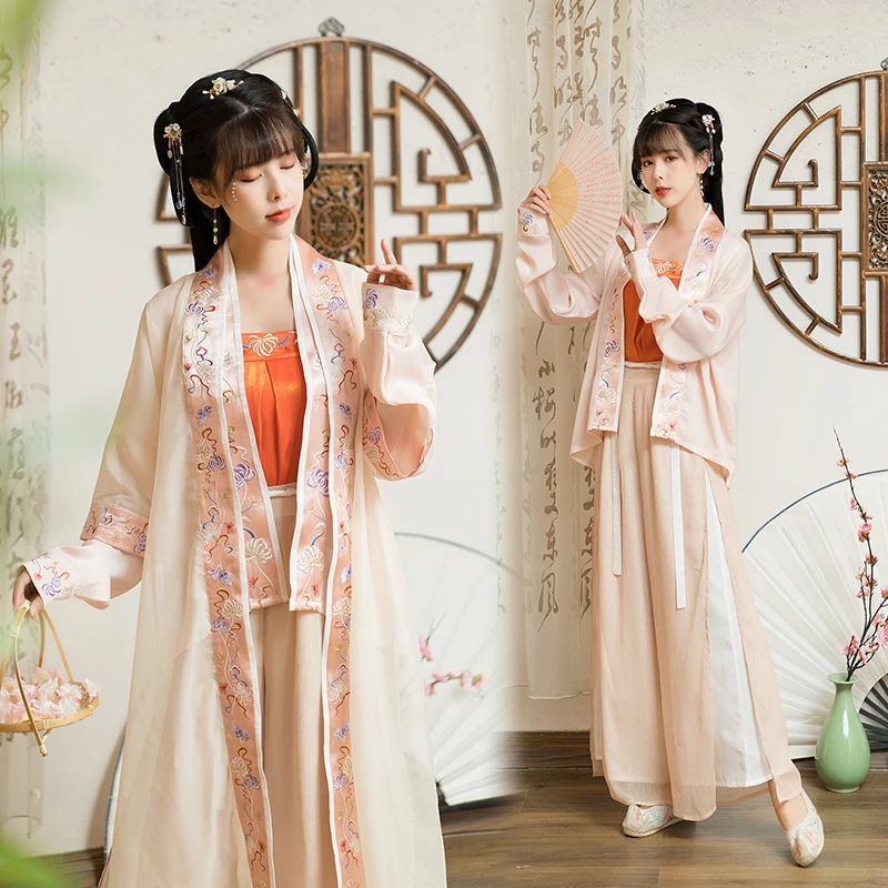 Халат с вышивкой и круглым вырезом Song Dynasty hanfu новинка одежда для студентов