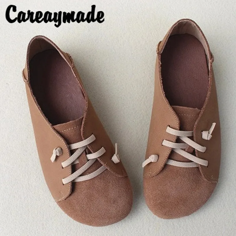 Careaymade-Genuine Leather lazy shoes,pure handmade retro Korean version Sen women's single shoes with soft flat sole