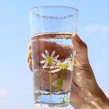 2 шт. стеклянная кружка для сока чашка бытовой летний десерт стакан для питья с ромашки цветочным узором шампанского посуда для напитков