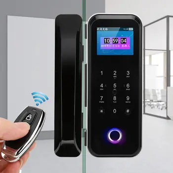

2.4 Inch Color Screen Fingerprint Password Card Remote Control Smart Lock with Attendance for Glass Single Double Door