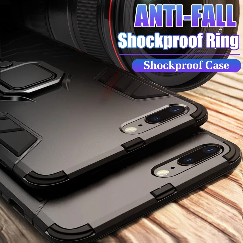 

Luxury Armor Soft Silicone Case On The For IPhone 8 7 6 6s XS Max X Shockproof Case For IPhone XR 7 8 Plus Ring Phone Case Cover
