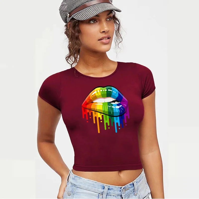 

Новинка 2021, модная сексуальная облегающая короткая спортивная женская одежда для фитнеса с буквами и принтом губ