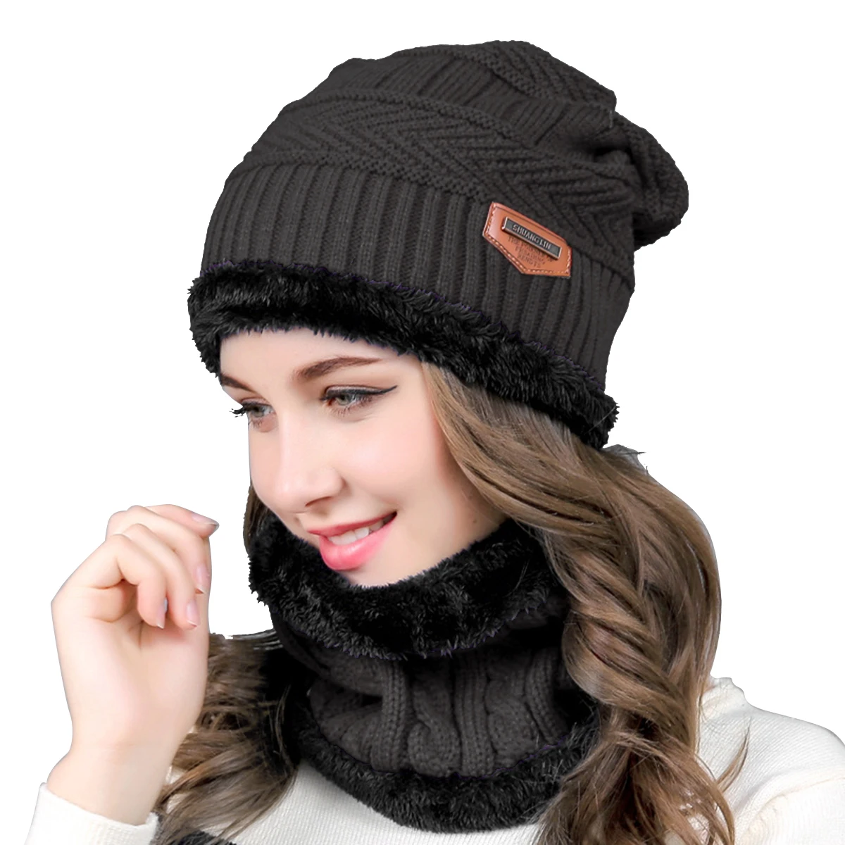New fashion Brand Men's Winter Hat Scarf 2 Pieces Set Knit Wool Beanies Women Men Hats Warm Soft Cap Bone Bonnet
