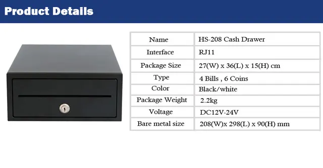 Mini tiroir-caisse en métal avec 4 billets et 6 porte-monnaie, JR11 Port et  3 positions de verrouillage, HS-208 - AliExpress