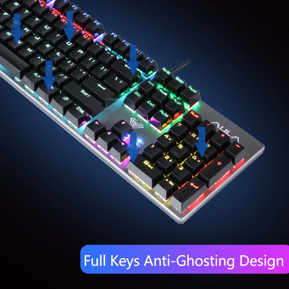 AULA Gaming Keyboard and Mouse Mechanical Switch Blue Keyboard Gamer Wired Switch Gaming Mouse Set with Backlight for PC Laptop