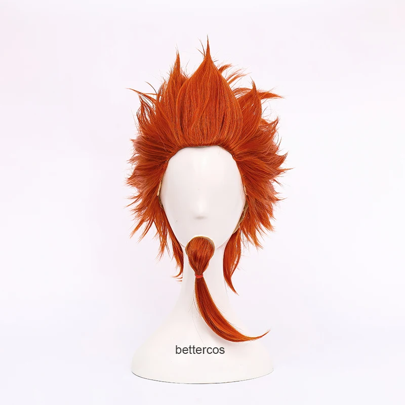 

Anime Danganronpa V3 Leon Kuwata Reon Cosplay Wig Style Short Orange Wigs + Beard + Wig Cap