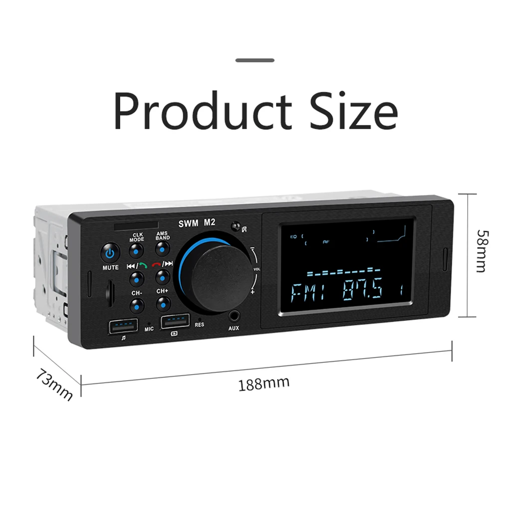 Car Stereo Digital Bluetooth Handsfree Car Radio Multimedia Player USB MP3 FM Receiver Universal With Power Cable