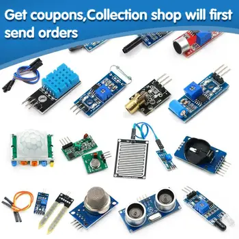 

16pcs/lot Raspberry pi 2 3 the sensor module package HC-SR04 501 DHT11 DS3231 KY-008 Sound Rain Soil sensor for arduino kit