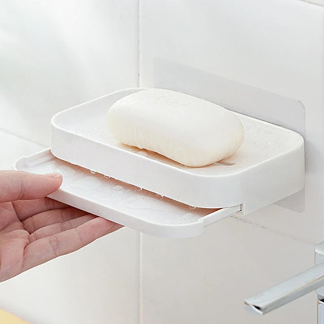 Bathroom Wall Mounted Soap Dish With Hook Multifunctional Self-Draining  Soap Holder Sponge Storage Rack Kitchen Accessories