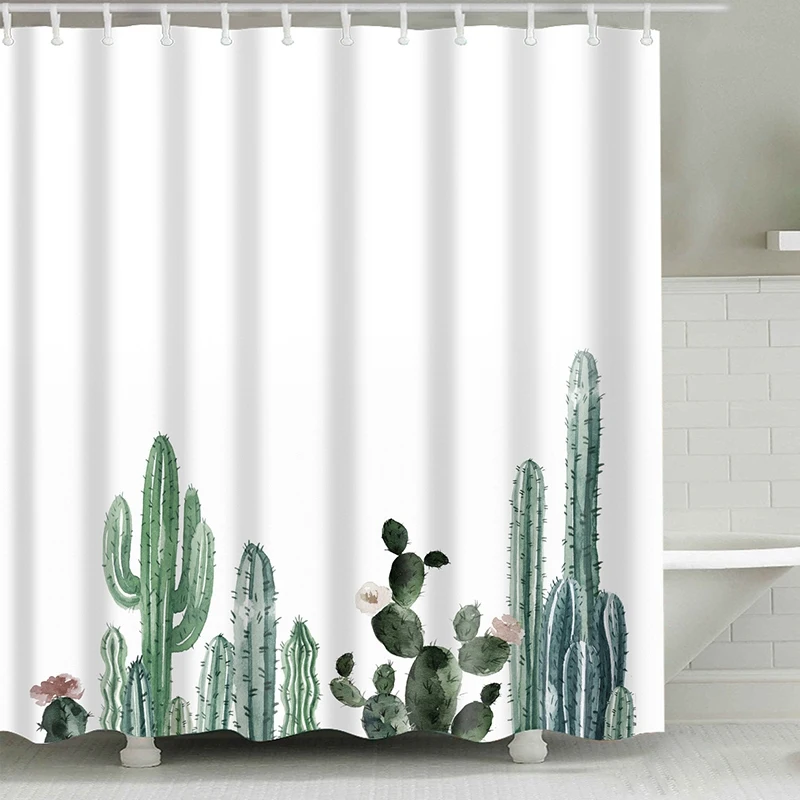 Tropical Cactus Shower Curtain Polyester Fabric Bath Curtain for The Bathroom Decorations Printed Shower Curtains