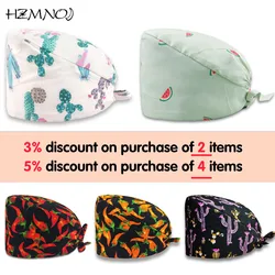 Boné de algodão com estampa de desenho animado, boné de enfermeira, moda para salão de beleza, boné ajustável de algodão