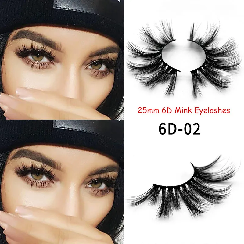 

1 Pair 25MM Lashes Dramtic 6D Mink Hair False Eyelashes Wispies Fluffy Full Strips Eyelashes Long Handmade Eye Extension Faux
