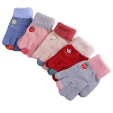 Зимние перчатки для девочек 3-6 лет, детские теплые мягкие вязаные перчатки для мальчиков и девочек, модные перчатки высокого качества для детей