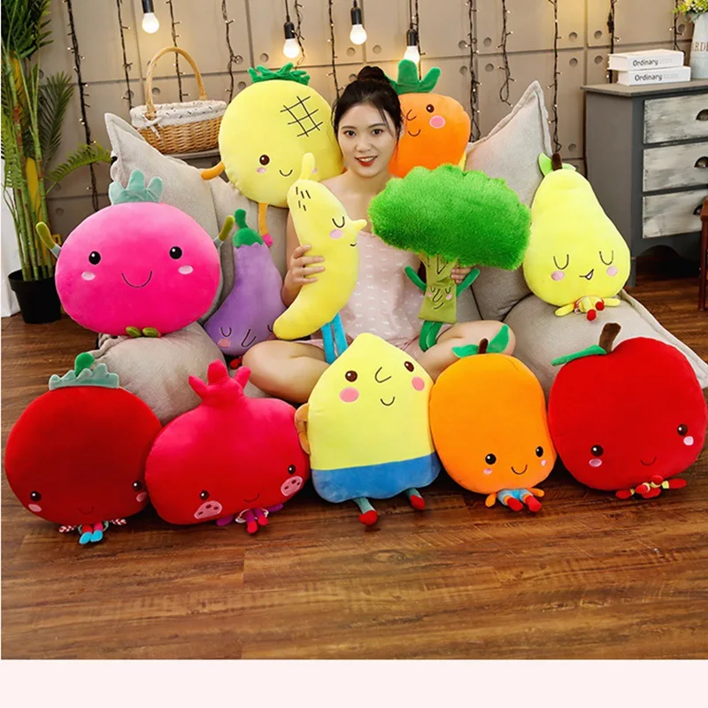 

Multiple Styles Selected New Fruits Vegetables Banana Lemon Eggplant Broccoli Pineapple Plush Toy Soft Stuffed Doll Pillow Baby