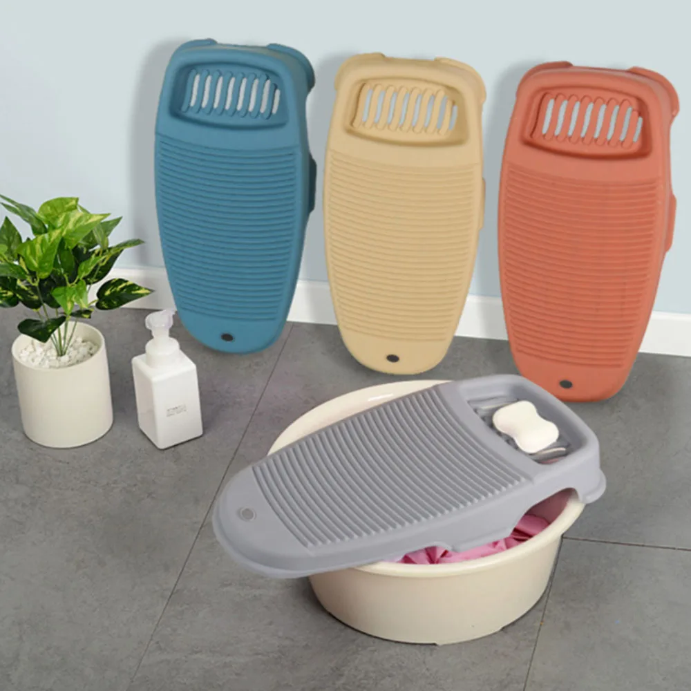 Plastic Thicken Washboard with Soap Holder Box Portable Clothes Washing Board Bathroom Antislip Laundry Accessories Tools