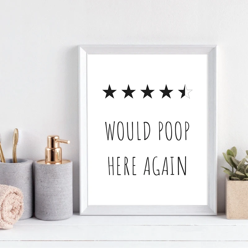 Funny-Bathroom-Print-Would-Poop-Here-Again-Bathroom-Decor-Poop-Review-Sign-Toilet-Poster-Art-Canvas