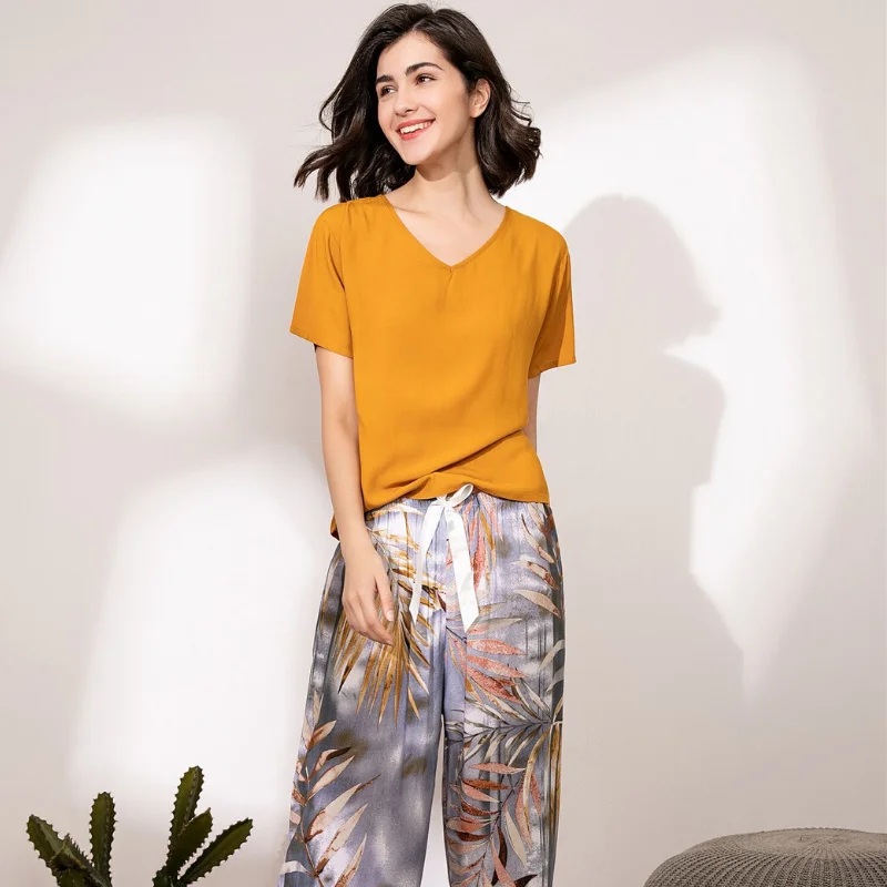 Женский пижамный комплект из 2 предметов элегантная мягкая пижама вискозы и