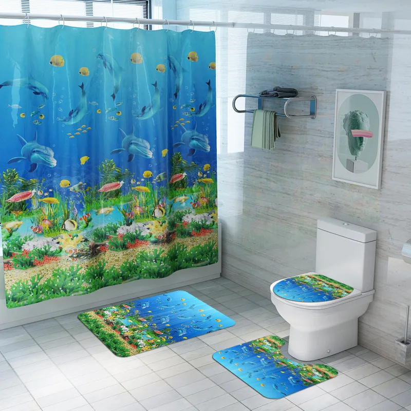 Details about   Lion Bathroom Waterproof Polyester Shower Curtain Toilet Seat Cover Mat Ru 