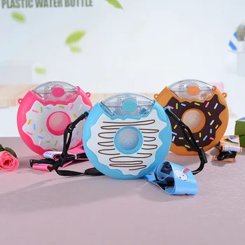 

Cartoon Tritan Water Bottle for Kids Bpa Free Donuts Creative Silicone Portable Kettle with Straw Water Bottles 380ml MJ1008