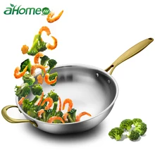 304 Сковорода из нержавеющей стали с антипригарным покрытием для приготовления пищи китайская Рабочая кухня для газовой и индукционной плиты кухонная посуда для дома
