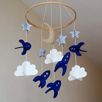 

Baby Crib Dream Catcher Mobile Spaceships Stars Clouds Moon Felt Hanging Dreamcatcher Nursery Bedroom Decor