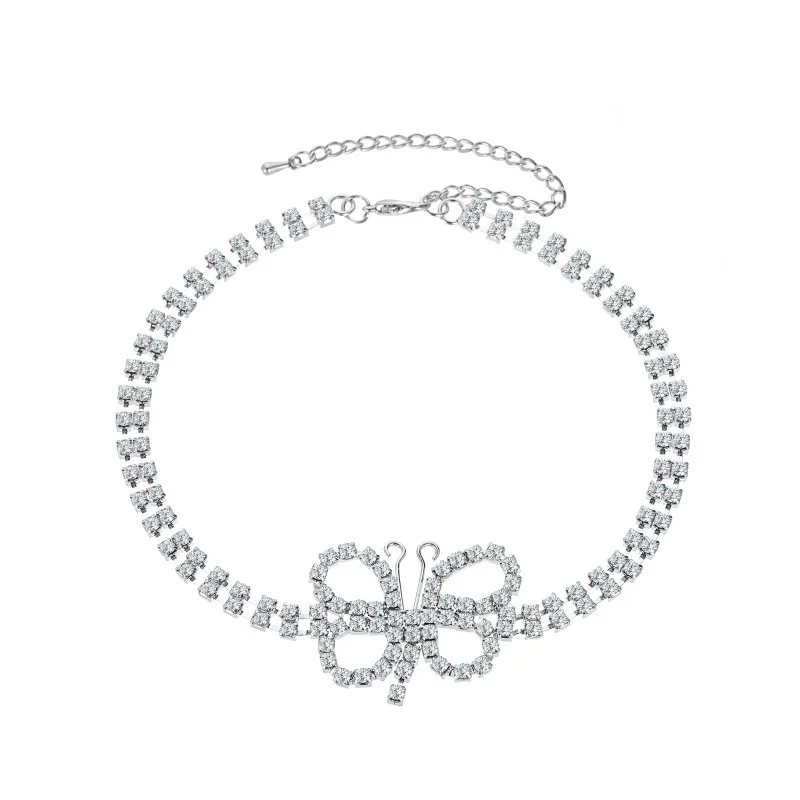 Simplicity Butterfly Choker Full Crystal Rhinestone Necklace Gold Silver Color Women Lady Banquet Jewelry Delicated Gift | Украшения и