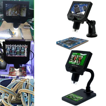 

1Pc 600X HD LCD Digital Microscope US/EU/UK/AU Electronic Microscope Magnification Endoscope Repair Magnifier with Metal Stand