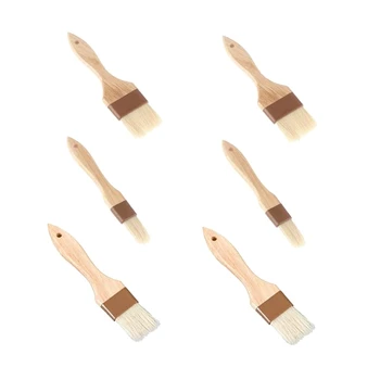 

6 Pcs Pastry Brushes Basting Oil Brush Kitchen with Hardwood Handles for Spreading Butter,Home Kitchen Cooking Supplies