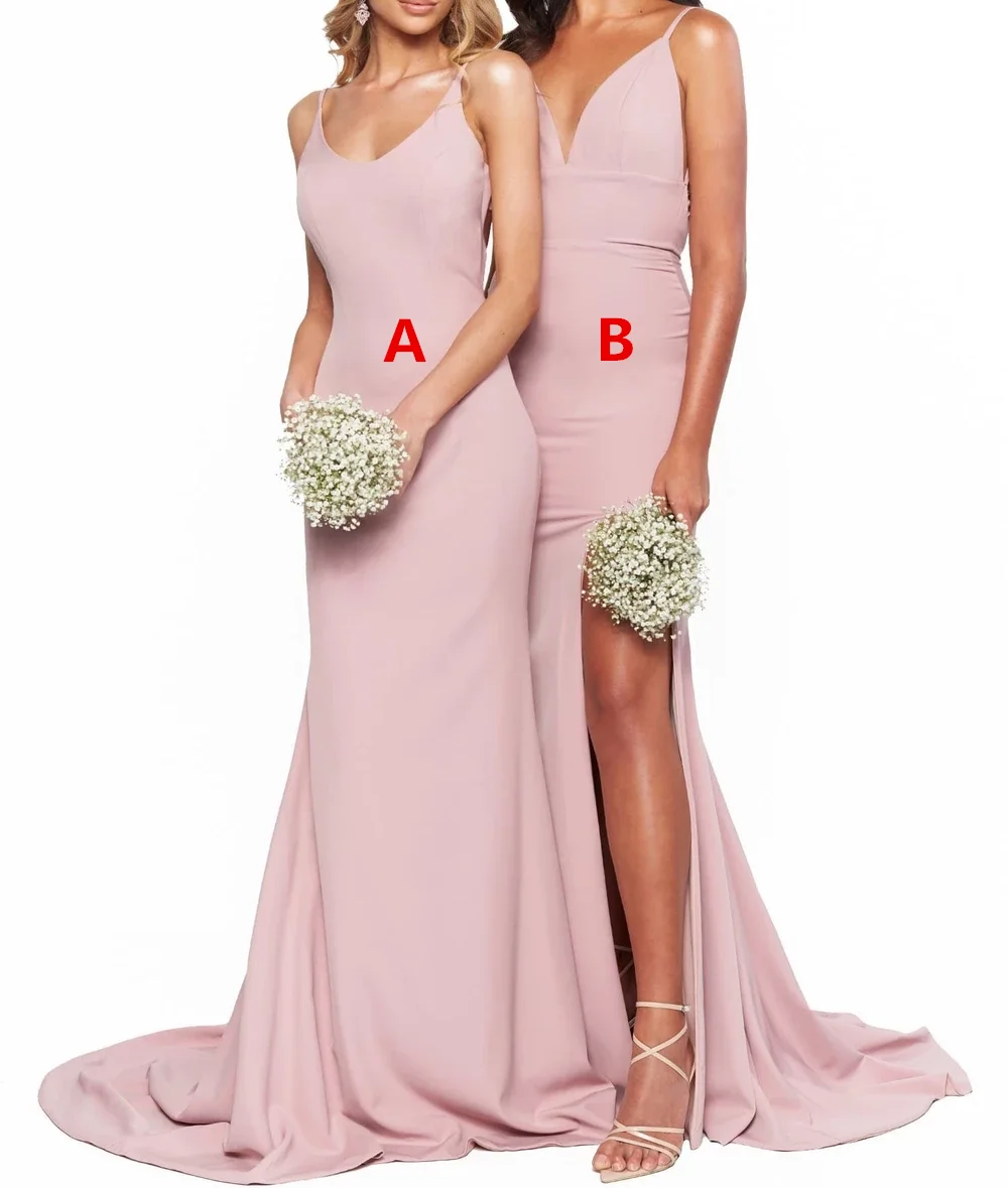 Vestido Madrinha Русалка платья подружки невесты атласное платье с v-образным вырезом и разрезом сбоку demoiseur D'Honneur
