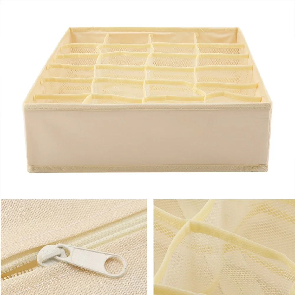 24 Girds Underwear Organizer Collapsible Bra Storage Box Drawer Closet Box Organizer For Clothes Underwear Scarfs Socks Bra  (7)