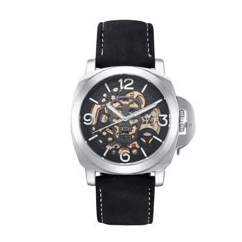 

KIMSDUN Self Wind Watch Men Skull Head Leather Belt Automatic Wristwatch Waterproof Male Gift Clock relogio masculino