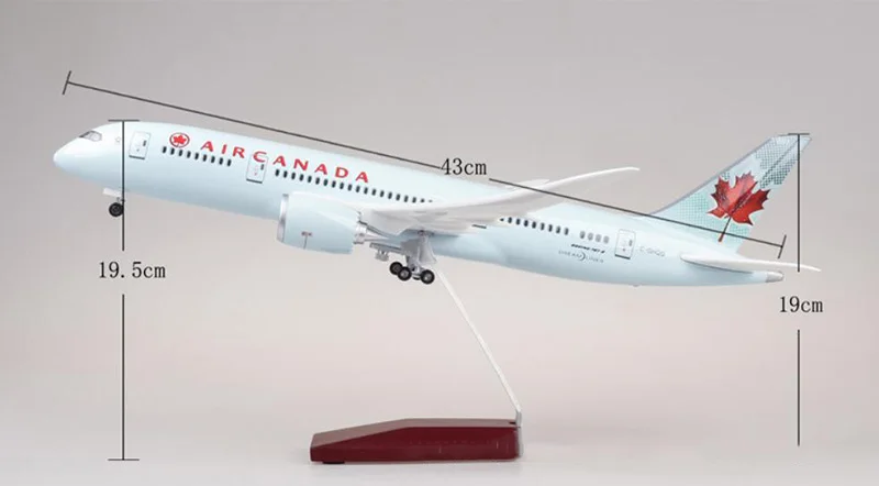 47 см 1/130 масштаб самолет Boeing B787 Dreamliner самолет канадские авиалинии модель с светильник и колеса литой под давлением пластиковый самолет