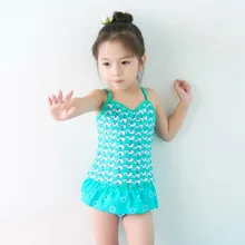 Купальный костюм из 2 предметов для девочек, зеленый с рисунком маленькой рыбки, для детей от 2 до 7 лет, детский купальный костюм, детский летний пляжный комплект бикини, детский танкини