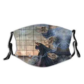 

Yokai Mouth Face Mask Unmasked Kitsune Fox Yokai Skull Facial Mask with 2 Filters Polyester for Adult Mask