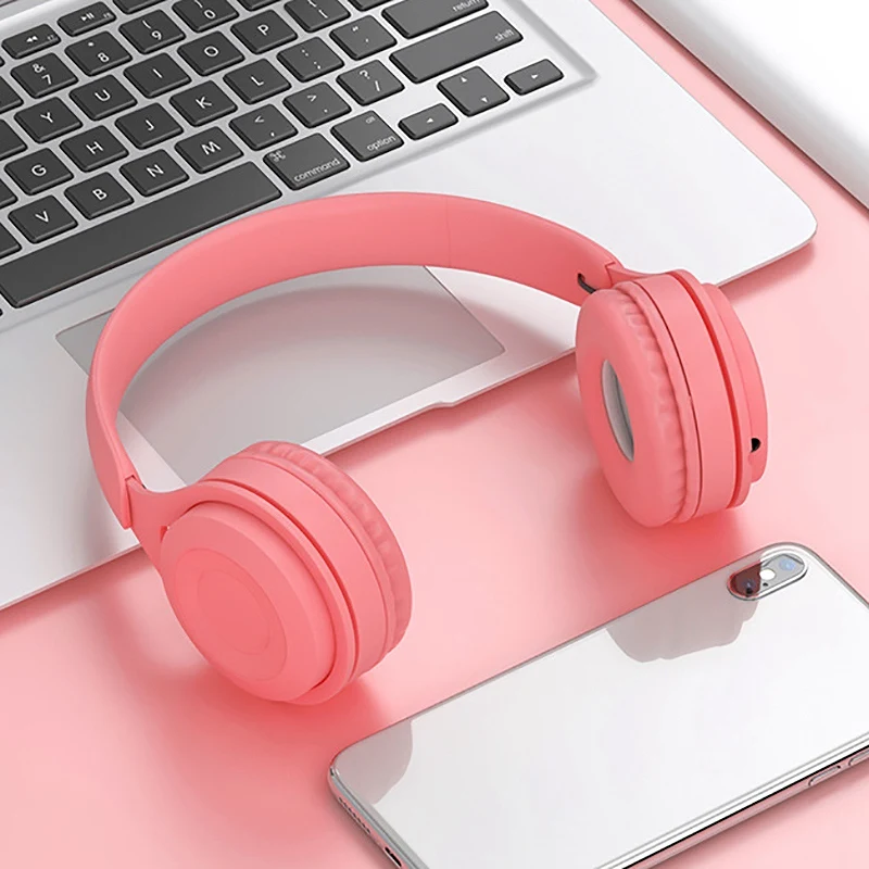 Y08 Bluetooth Wireless Bluetooth HiFi Stereo Over Ear Headset with Mic Pink 