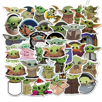 

50pcs Cartoon The Mandalorian Baby Yoda Star Wars Stickers Waterproof PVC Skateboard Luggage Motorcycle Toys Sticker