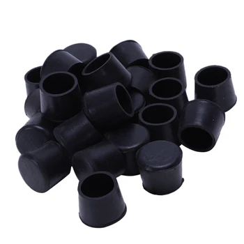 

24 Pieces 25mm Black Round Rubber Leg Foot Lid Holder for Furniture Chairs Table